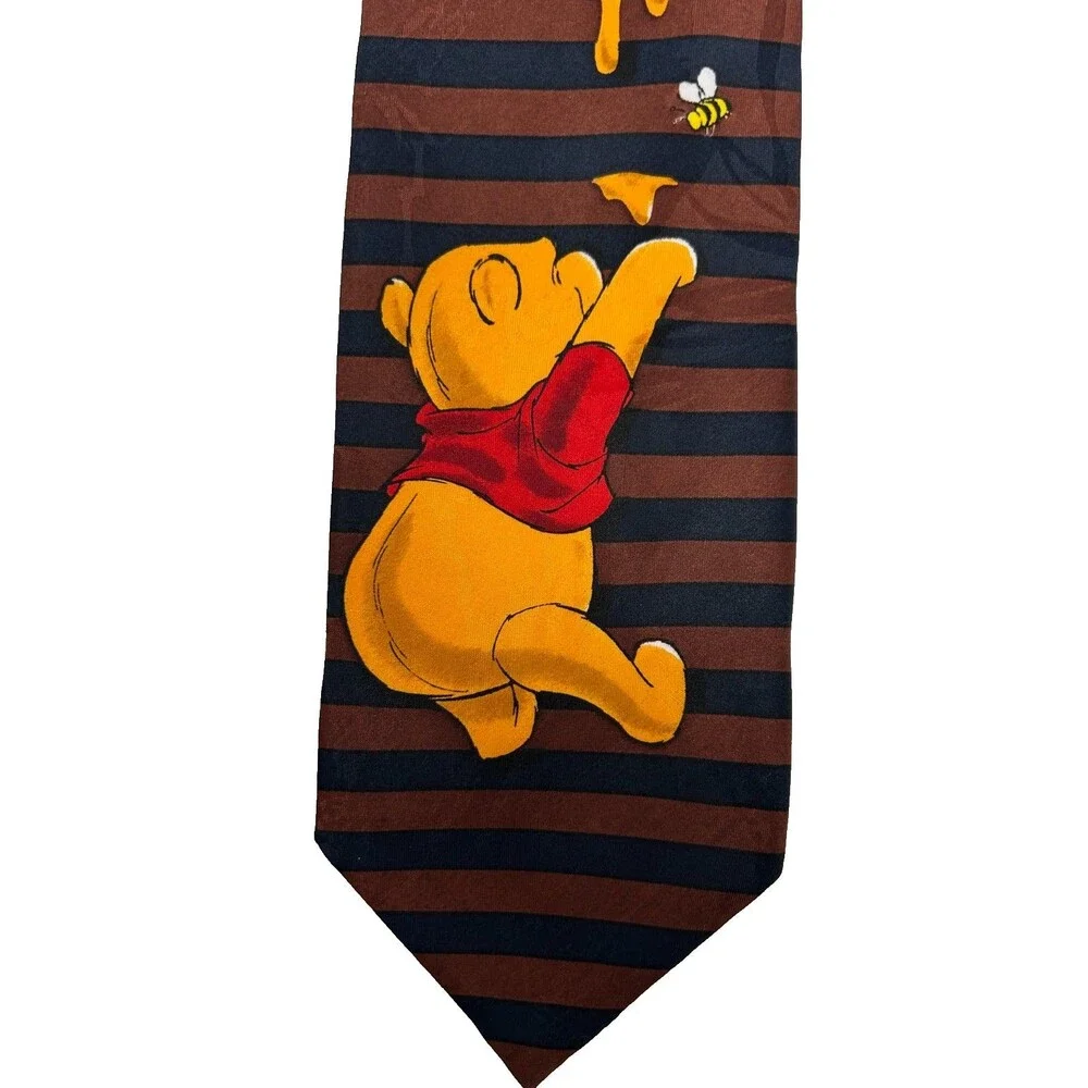 Disney Winnie the‎ Pooh Honey Pot Tie Brown & Black Striped  57.5